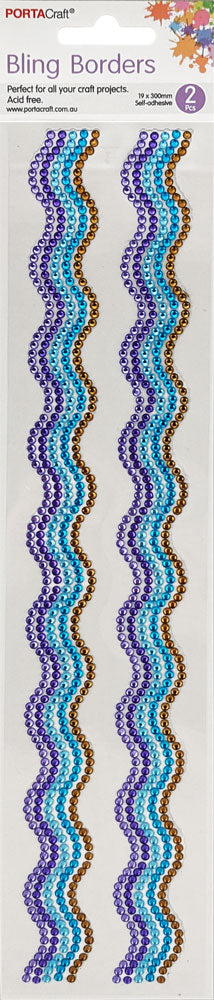 Rhinestone Borders Waves 19mm x 30cm 2pk - Mermaid Pastel