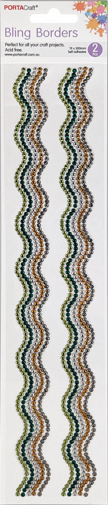 Rhinestone Borders Waves 19mm x 30cm 2pk - Crafter's Mine
