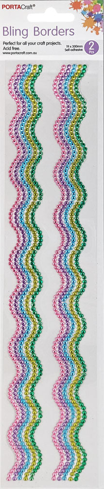 Rhinestone Borders Waves 19mm x 30cm 2pk - Pastels