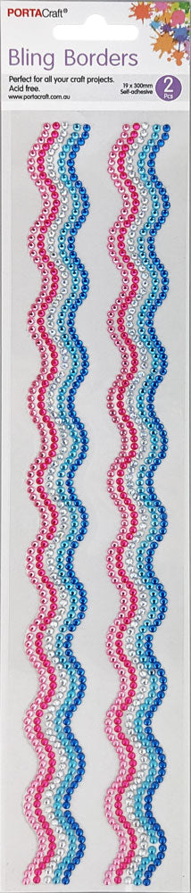 Rhinestone Borders Waves 19mm x 30cm 2pk - Soft Princess
