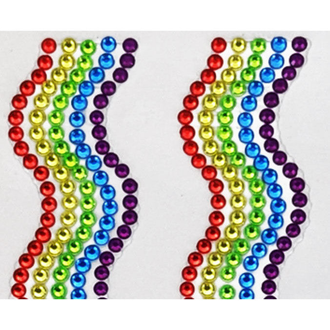 Rhinestone Strips 19mm x 30cm Waves 2pk - Rainbow