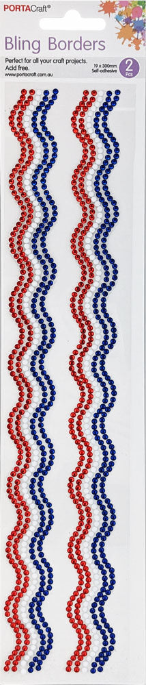 Rhinestone Borders Waves 19mm x 30cm 2pk - Aussie Flag