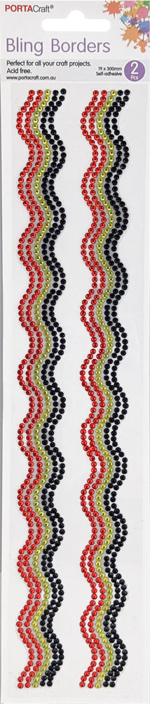 Rhinestone Borders Waves 19mm x 30cm 2pk - Indigenous Mix