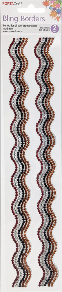 Rhinestone Borders Waves 19mm x 30cm 2pk - Ochre Art