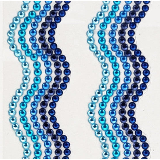 Rhinestone Strips 19mm x 30cm Waves 2pk - Blues
