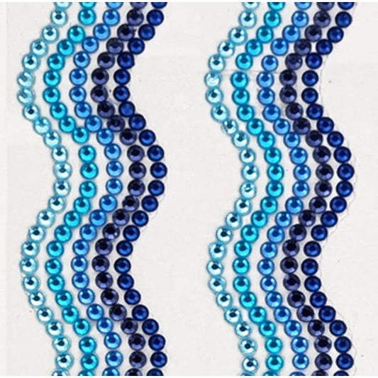 Rhinestone Strips 19mm x 30cm Waves 2pk - Blues