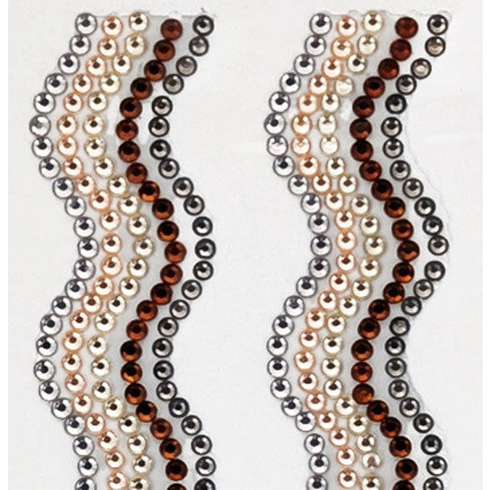 Rhinestone Borders Waves 19mm x 30cm 2pk - Solid Metal