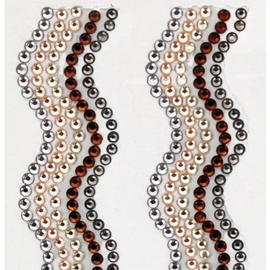 Rhinestone Borders Waves 19mm x 30cm 2pk - Solid Metal