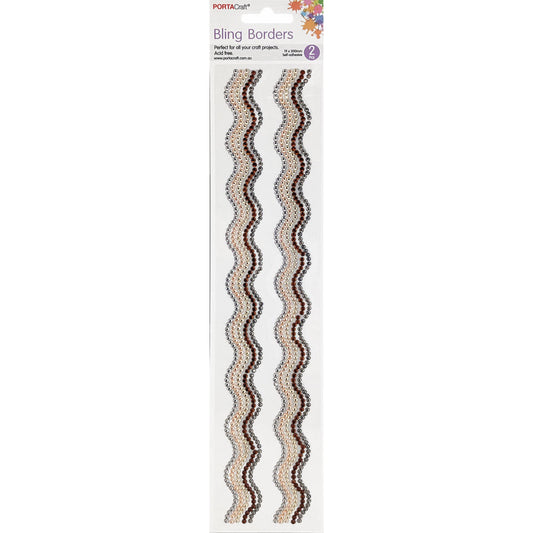 Rhinestone Borders Waves 19mm x 30cm 2pk - Solid Metal