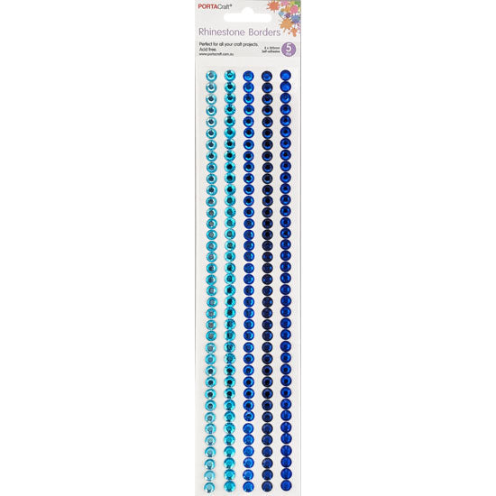 Rhinestone Borders 8mm x 30cm 5 Strips - Blues