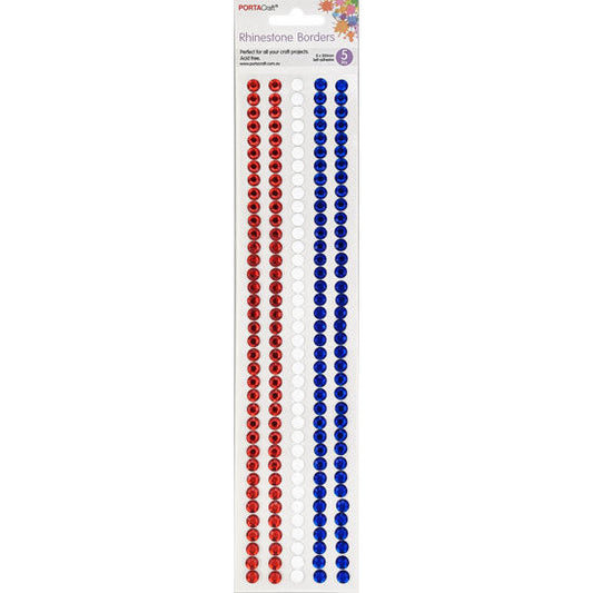 Rhinestone Borders 8mm x 30cm 5 Strips - Aussie Flag