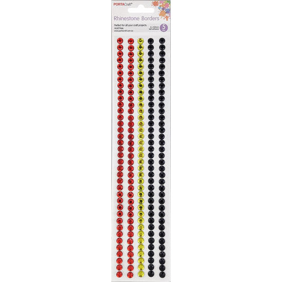 Rhinestone Borders 8mm x 30cm 5 Strips - Indigenous Colours