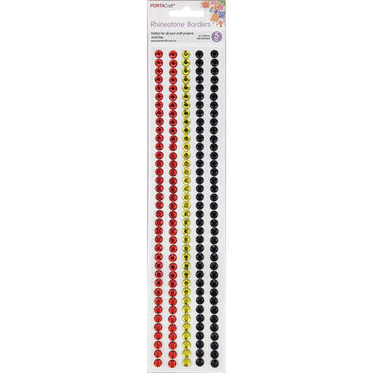 Rhinestone Borders 8mm x 30cm 5 Strips - Indigenous Colours
