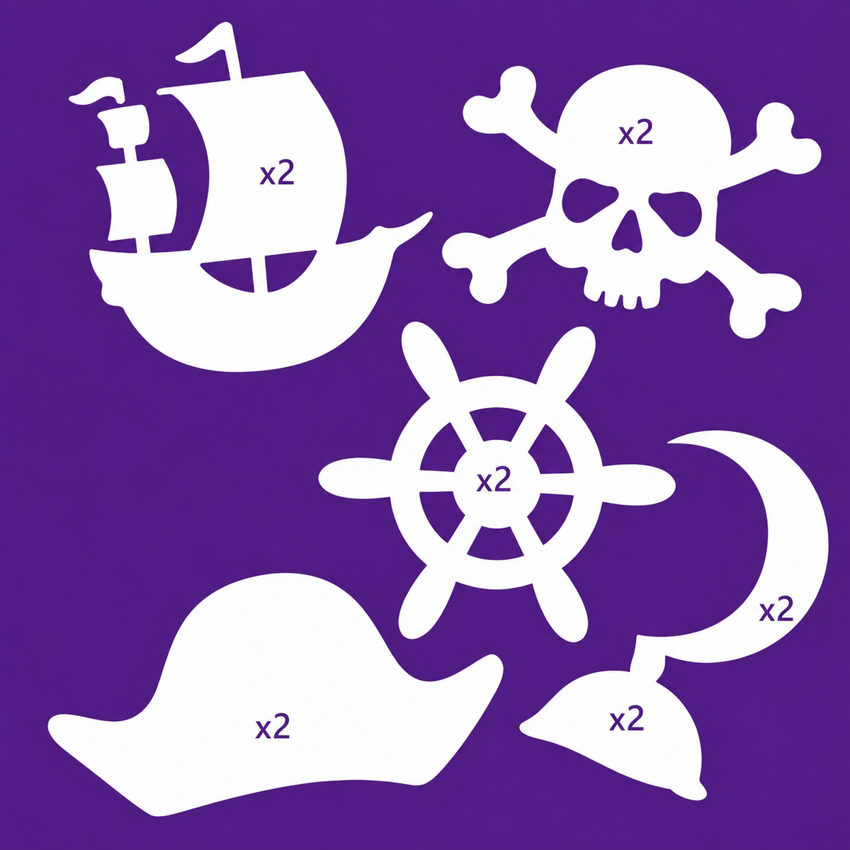 Pirate card shapes 10 pack for treasure themed crafts, kids birthday projects, adventure cards and school activities