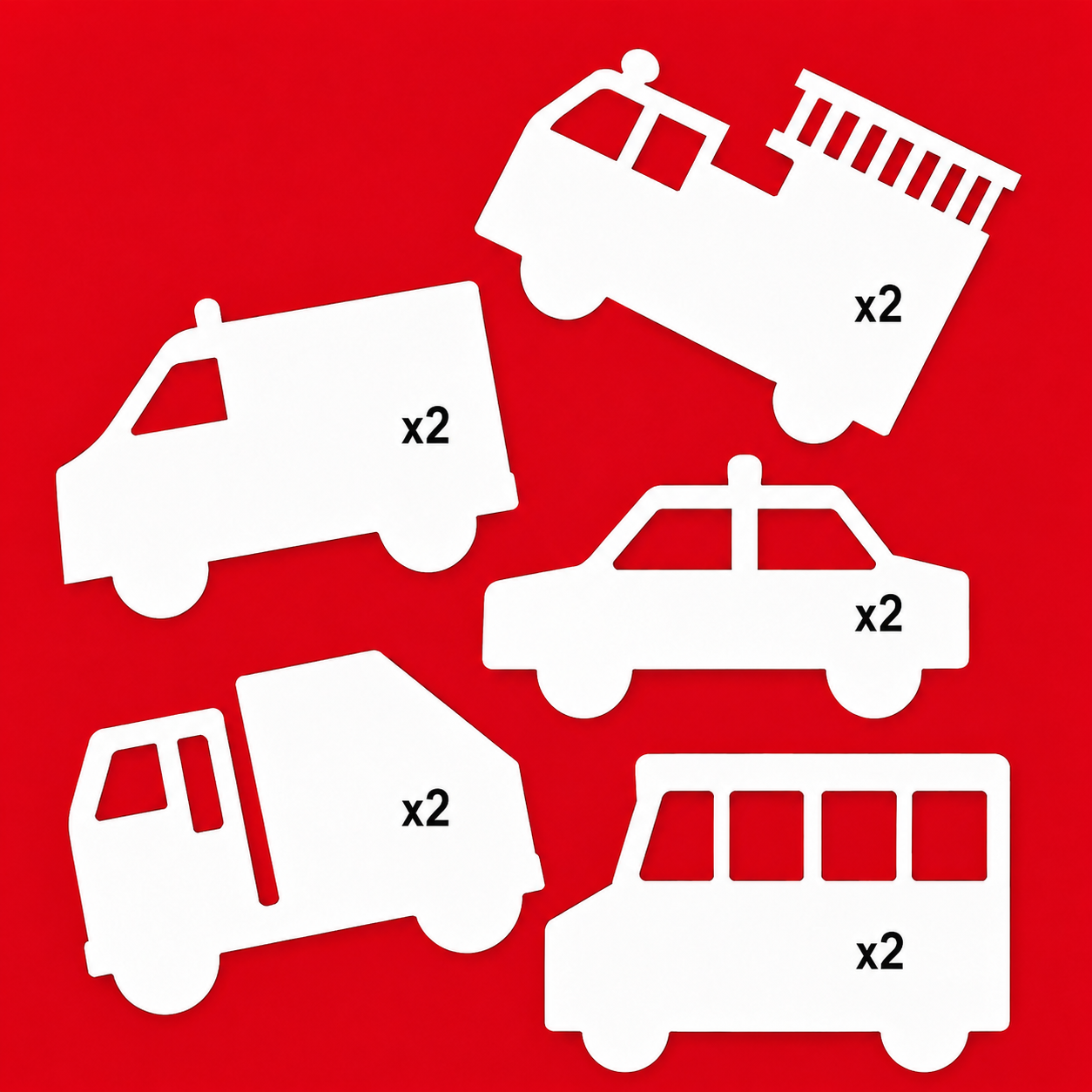 Transport card shapes 10 pack for car and vehicle crafts, kids learning activities, handmade cards and school art projects