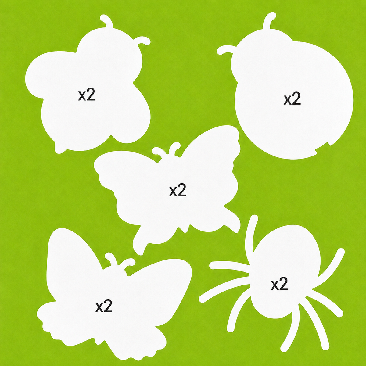 Insect card shapes 10 pack for bug crafts, nature themed cardmaking, preschool activities and school art projects