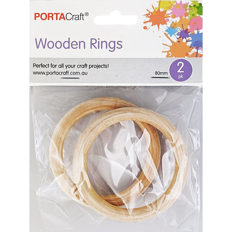 Wooden Rings 80mm 2pk