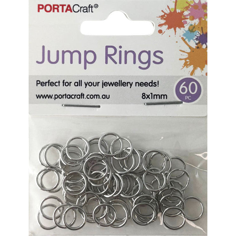 Jump Rings 8x1mm 60pk Silvered