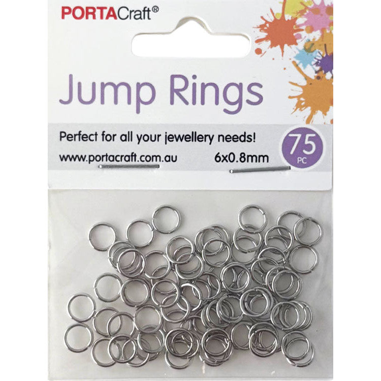 Jump Rings 6x0.8mm 75pk Silvered