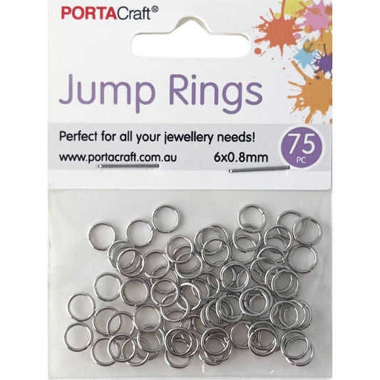 Jump Rings 6x0.8mm 75pk Silvered
