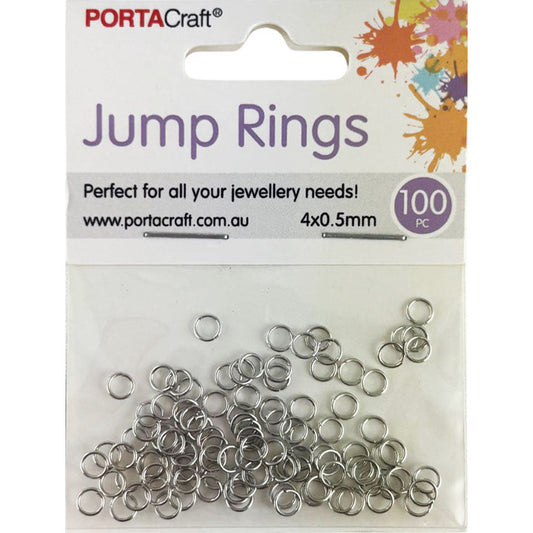 Jump Rings 4x0.5mm 100pk Silvered