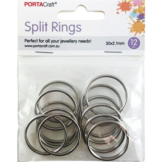 Split Rings 30x2.1mm 12pk Silvered