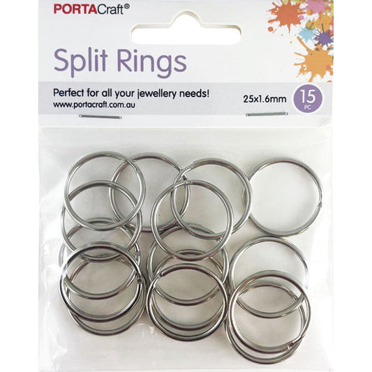 Split Rings 25x1.6mm 15pk Silvered