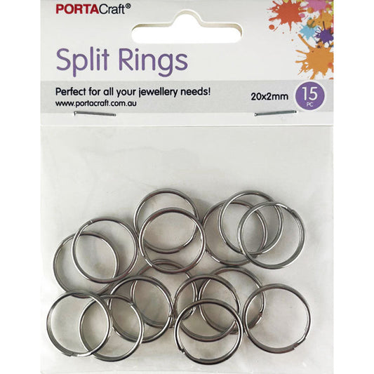 Split Rings 20x2mm 15pk Silvered