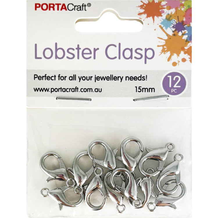 Lobster Clasps 15x8mm 12pk Silvered