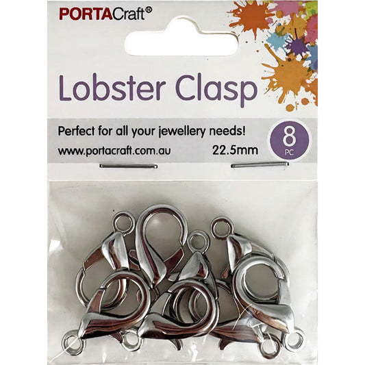 Lobster Clasps 22.5x11mm 8pk Silvered