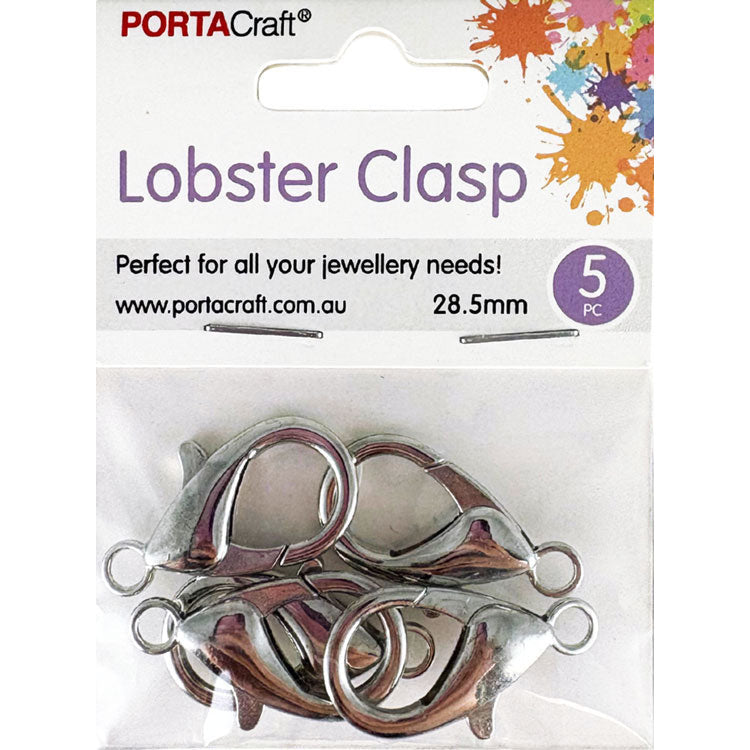 Lobster Clasps 28.5x15mm 5pk Silvered
