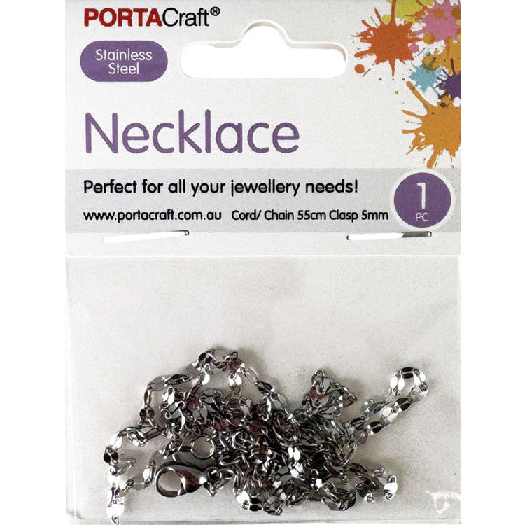Necklace Chain 55mm w Lobster Clasp 5mm SS Silvrd