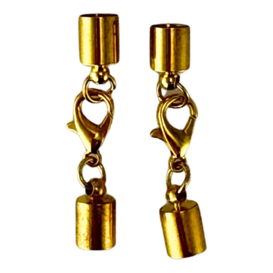Necklace Caps 6mm with Lobster Clasps 10mm 2 Pack - Golden