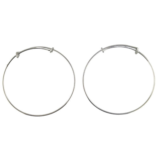 Bangle Adjustable 1.5x65mm 2 Pack - Silver Tone