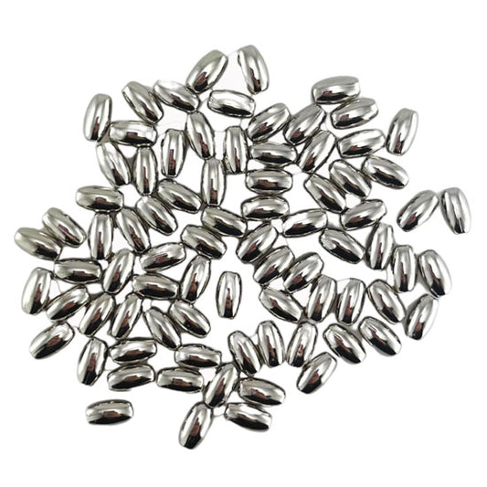 Oval Beads 4x7mm 80 Pack - Silver Tone