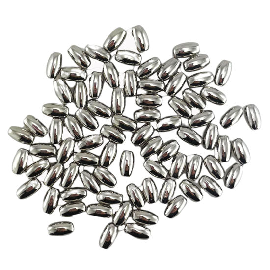Oval Beads 4x7mm 80 Pack - Silver Tone