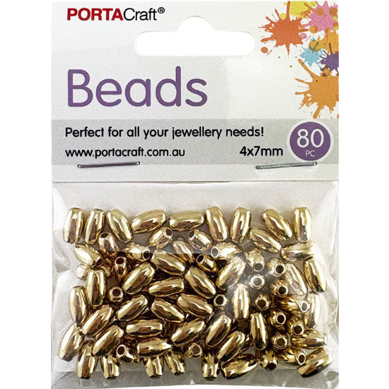 Beads  4x7mm 80pk Oval Golden