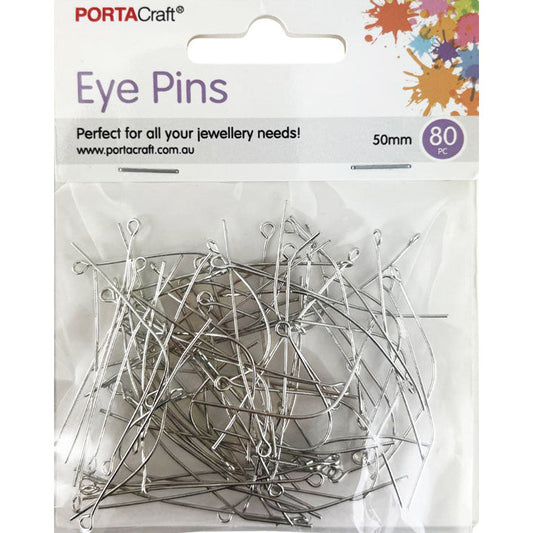 Eye Pins 50mm 80pk Silvered