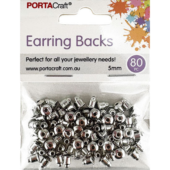 Earring Backs Bullet Clutch 5mm 80pk Silvered
