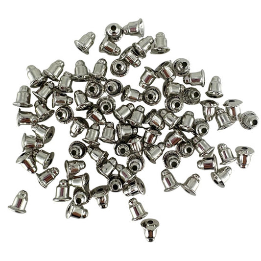 Earring Backs Bullet Clutch 5mm 80 Pack - Silver Tone
