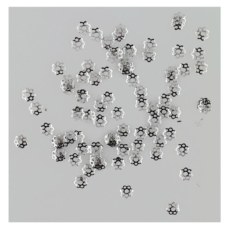 Bead Caps Floral 6mm 500 Pack - Silver Tone