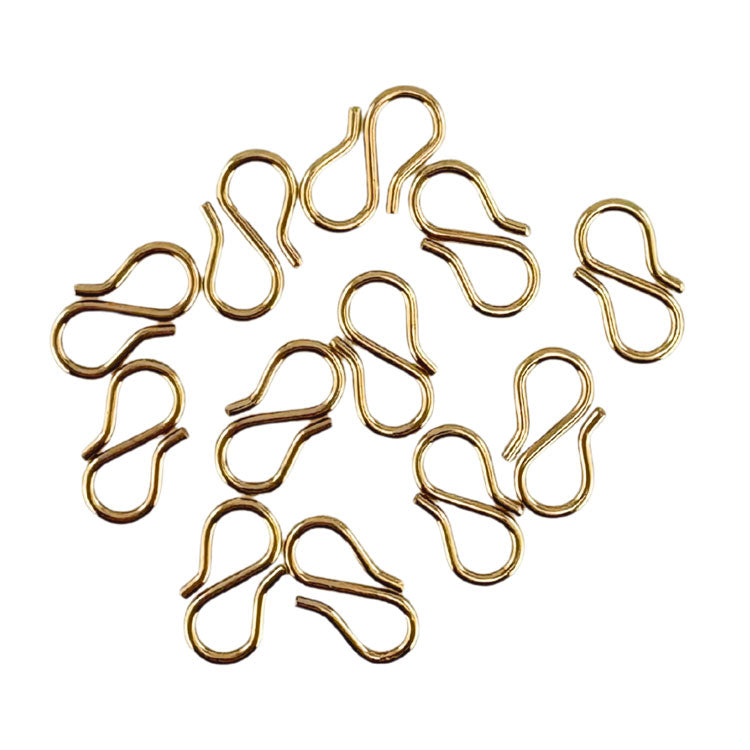 S Hook Clasps 12.5x7x1mm 12 Pack - Golden