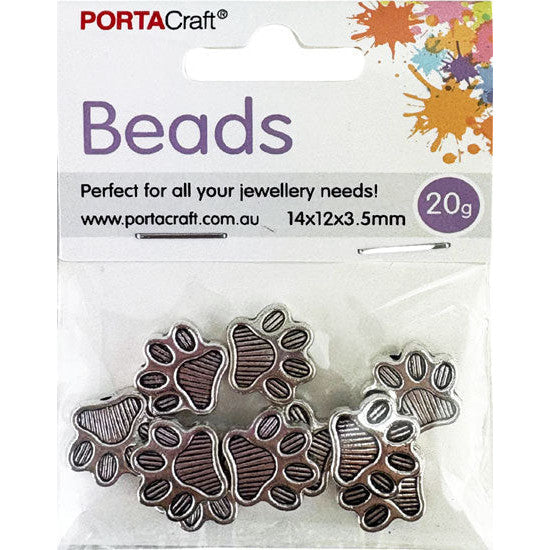 Bead Spacers 14x12x3.5mm 20g Paw Prints