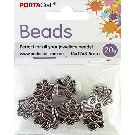 Bead Spacers 14x12x3.5mm 20g Paw Prints