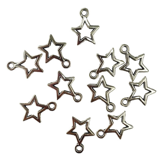 Stars Metal Charms in Silver Tone 10pc
