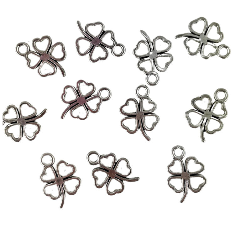 Clovers Metal Charms in Silver Tone 10pc