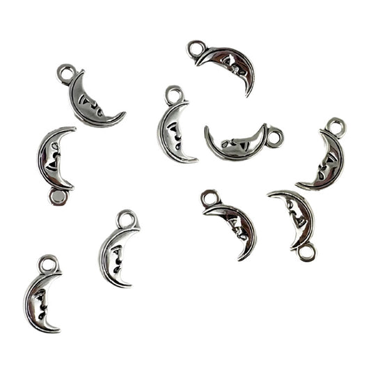 Moons Metal Charms in Silver Tone 10pc