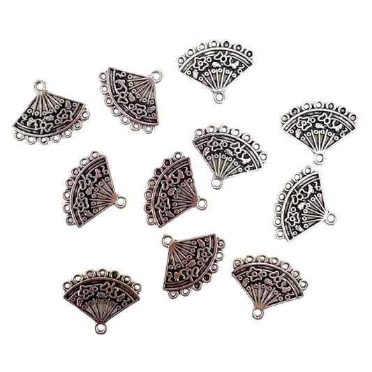 Fans Metal Charms in Silver Tone 10pc