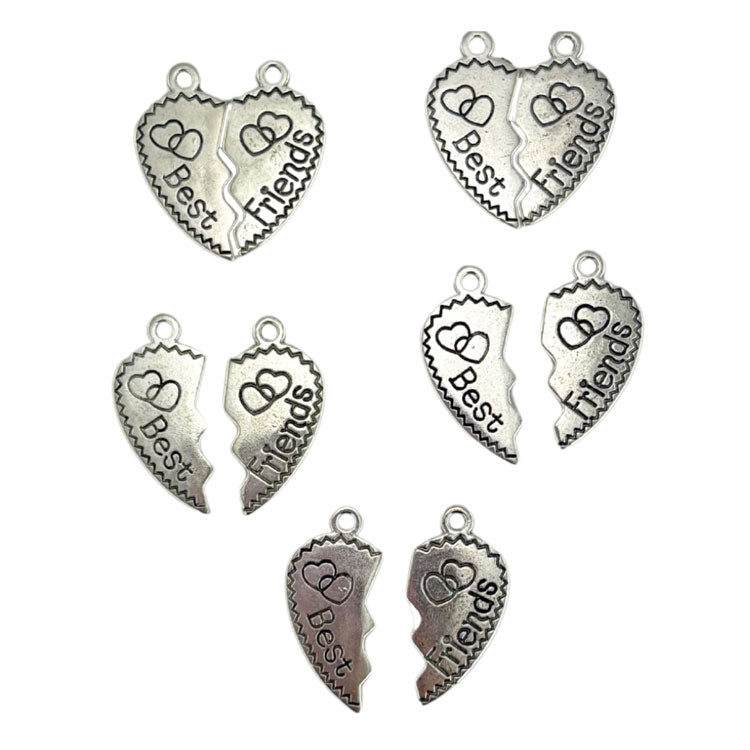 Best Friend Metal Charms in Silver Tone 10pc