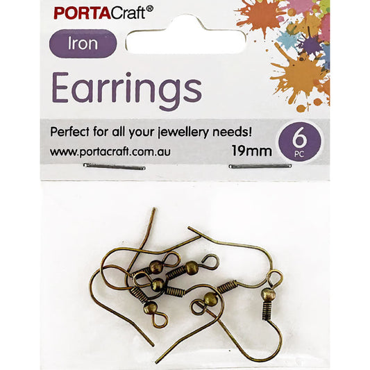 Earrings Hooks 19mm 6pk Iron